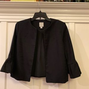 Halogen black cropped bell sleeve jacket.